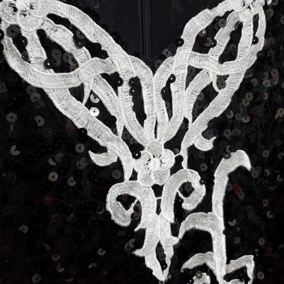 Vintage Cocktail Party Black Sequin VIJIV Festive Night Dress Size L - Picture 5 of 7